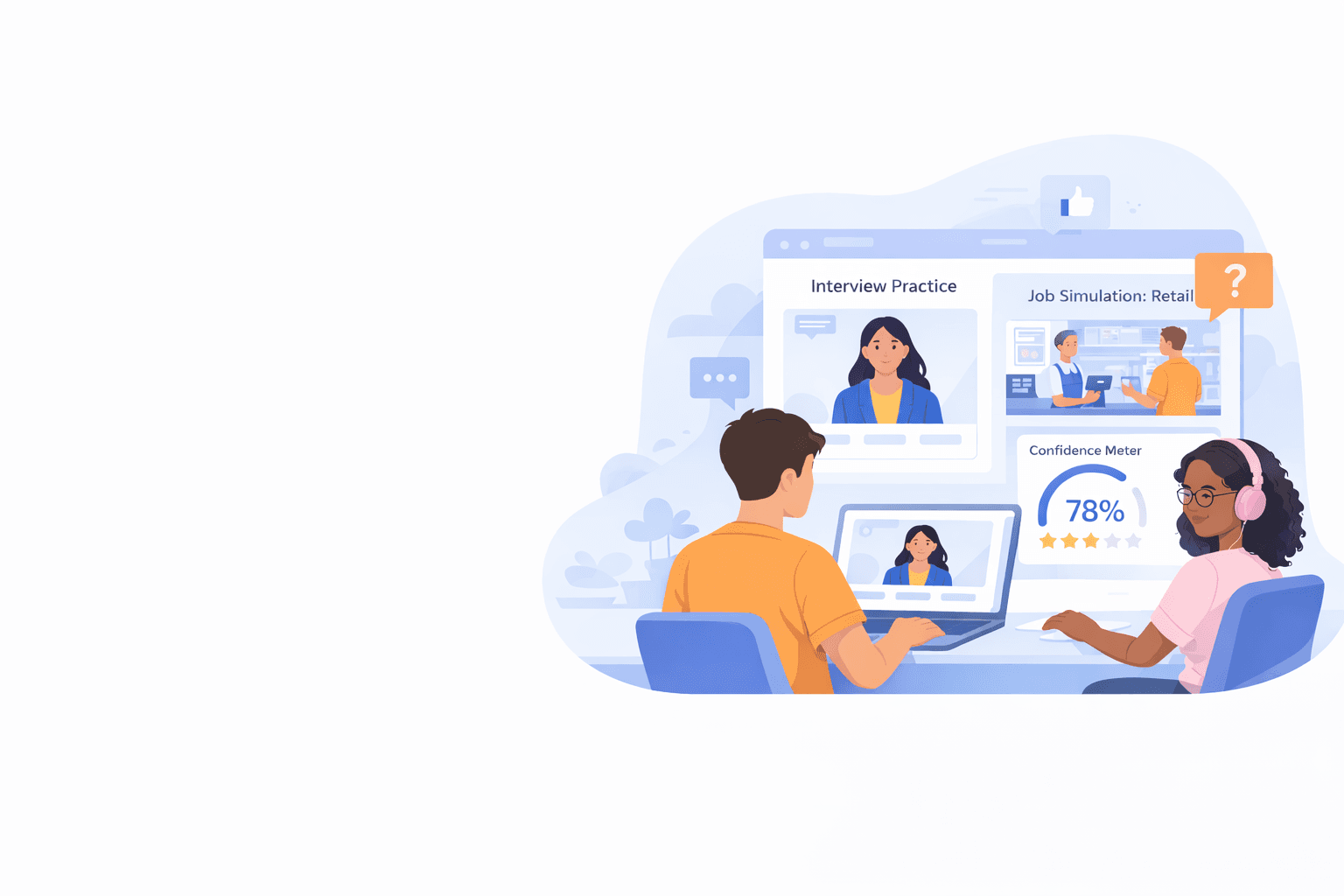 Students collaborating during workplace skills coaching